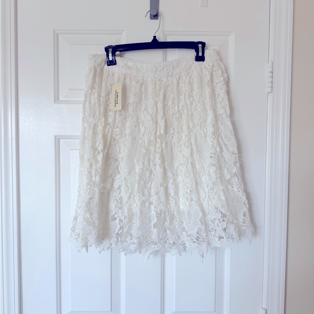 Forever 21 Cream Skater Mini Skirt Ruffled Tiered